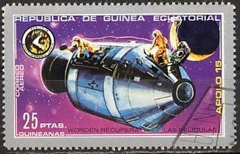 Stamp, Film recovery, Equatorial Guinea,  , Space Traveling, Spacecrafts, Astronauts, Outer Space, Satellites
