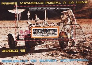 Souvenir Sheet, Lunar rover, stamps from the USA, Equatorial Guinea,  , Vehicles, Stamps, Space Traveling, Moon Landing, Astronauts
