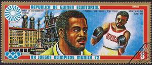 Stamp, Joseph William „Joe“ Frazier (1944-2011), Equatorial Guinea,  , Sport, Olympic Games, Boxing, Martial Arts, Buildings, Town Squares
