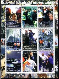 Mini Sheet, Saluting Emergency Rescue Workers, Turkmenistan,  , Famous People