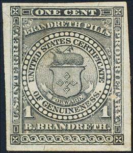 Stamp, B. Brandreth, United States of America,  , Coats of Arms, Medicines