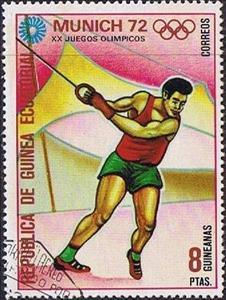 Stamp, Hammer Throw, Equatorial Guinea,  , Sport, Athletics, Olympic Games, Hammer Throw