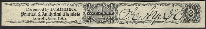 Stamp, J. C. Ayer & Co., United States of America,  , Medicines, Signatures - Autographs