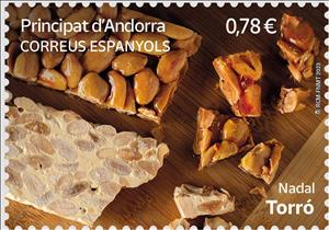Stamp, Christmas 2023 : Torró Candy, Andorra, Spanish Administration,  , Candy, Christmas, Gastronomy