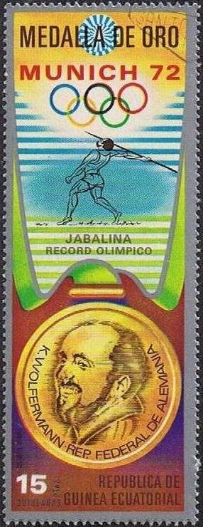 Stamp, Klaus Wolfermann (*1946), Equatorial Guinea,  , Sport, Athletics, Olympic Games, Javelin Throw, Medals and Marks of Honour, Athletes