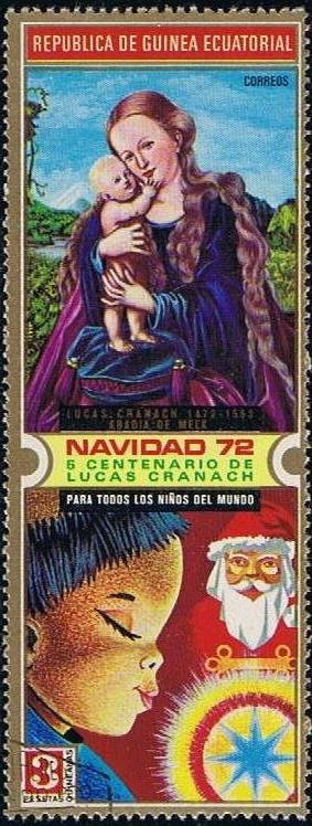 Stamp, Painting by Lucas Cranach, Equatorial Guinea,  , Christmas, Paintings, Religion, Santa Claus, Art