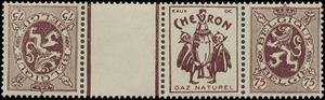 Tete-Beche, PUB Chevron + 75ct Red Brown, Belgium,  , Coats of Arms, Heraldic Animals, Лев
