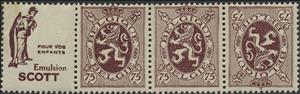 Tete-Beche, PUB Scott "pour les enfants" + Heraldic Lion 75ct Red Brown, Belgium,  , Coats of Arms, Heraldic Animals, Лев