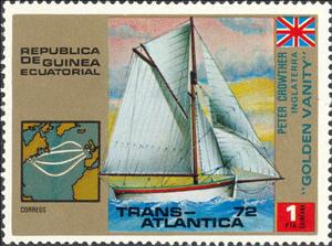 Stamp, Golden Vanity, Equatorial Guinea,  , Ships, Sport, Aquatic Sports, Sailing, Sailing Ships