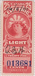Stamp, Electric Light Inspection 25c, Canada,  , Electricity, Women
