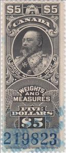 Stamp, Weights & Measures $5, Canada,  , Kings