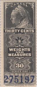 Stamp, Weights and Measurres 30 cents, Canada,  , Queens