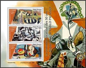Mini Sheet, 50th Anniversary of the Death of Pablo Picasso, Chad,  , Anniversaries and Jubilees, Painters