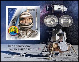 Souvenir Sheet, Alan Shepard (1923–1998), Chad,  , Anniversaries and Jubilees, Astronauts