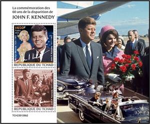 Souvenir Sheet, John F. Kennedy (1917–1963), Chad,  , Anniversaries and Jubilees, Politicians