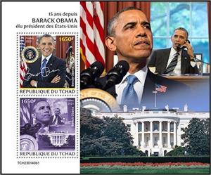 Souvenir Sheet, President of the USA, Chad,  , Anniversaries and Jubilees, Politicians
