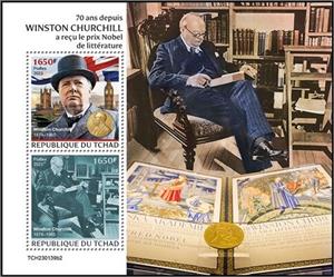 Souvenir Sheet, Winston Churchill (1874–1965), Chad,  , Anniversaries and Jubilees, Politicians