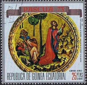 Stamp, Christ on the Mount of Olives (Master of Hohenfurth), Equatorial Guinea,  , Biblical Accounts, Paintings, Religion, Art, Easter