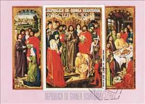 Souvenir Sheet, Raising of Lazarus (Froment), Equatorial Guinea,  , Biblical Accounts, Paintings, Religion, Art, Easter