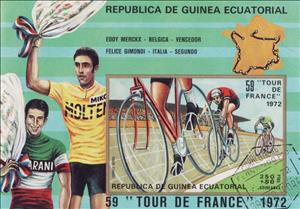 Souvenir Sheet, Eddy Merckx (*1945) and Felice Gimondi (*1942), Equatorial Guinea,  , Sport, Cycles, Cycling