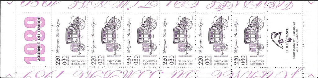 Booklet Pane, Diligence from Paris to Lyon, France,  