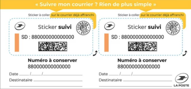 Lot of 2 tracking labels "Sticker Suivi"