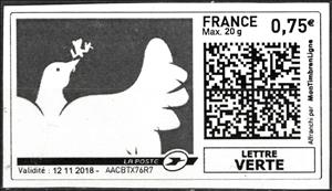 Stamp, Black Peace Dove, France,  , Peace Doves