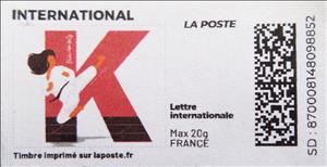 Stamp, Letter K Karate. Redesign without laposte logo, France,  , Karate, Letters (Alphabet), Sports