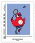 Stamp, Paris 2024 Mascots. Badminton Phyrges, France,  , Badminton, Cartoons, Mascots, Olympic Games, Sports