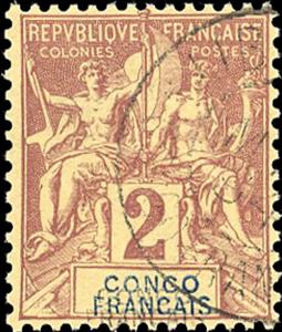 Stamp, Type Groupe, French Congo,  , Globes, Gods and goddesses, Mythology, Trade