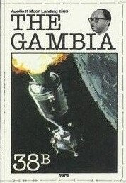 Stamp, Orbiting Moon, Gambia,  , Moon, Moon Landing, Space Traveling, Spacecrafts