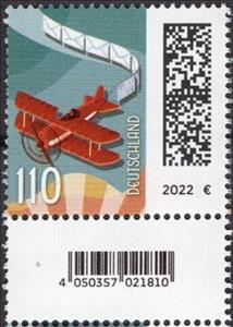 Stamp with Attached Label, Letters and Airplane, Germany, Federal Republic,  , Aircraft, Aviation, Letters (Mail)