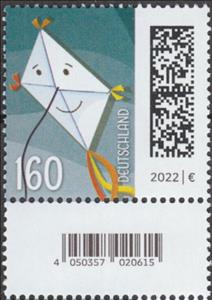 Stamp with Attached Label, Letters as Kite, Germany, Federal Republic,  , Kites, Letters (Mail)