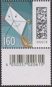 Stamp with Attached Label, Letters as Kite, Germany, Federal Republic,  , Kites, Letters (Mail)
