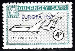 Stamp, BAC One-Eleven, Guernsey, Sark,  , Aircraft, C.E.P.T. / Europe