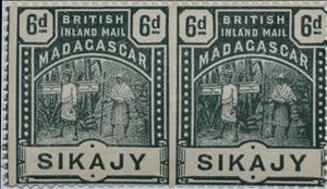 Se-tenant, Sikajy, Madagascar - British Post Offices,  , Mailboxes, Postal Services