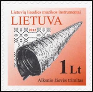 Stamp, Alder bark trumpet, Lithuania,  , Musical Instruments