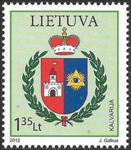 Stamp, Coat of arms of Kalvarija, Lithuania,  , Coats of Arms