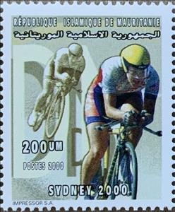 Stamp, Cycling, Mauritania,  , Bicycles, Cycling, Olympic Games, Sports