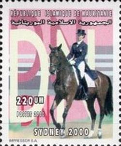 Stamp, Equestrian, Mauritania,  , Equestrianism and horse riding, Olympic Games, Sports