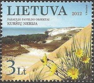 Stamp, Sand dune, Lithuania,  , Flowers, Water, UNESCO World Heritage Sites