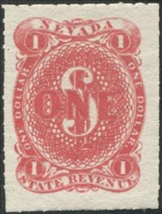 Stamp, "ONE" over dollar sign, Nevada (NV),  , Letters (Alphabet)