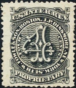 Stamp, Seth W. Fowle & Son, J. P. Dinsmore, United States of America,  , Medicines, Numbers