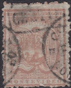 Stamp, Large Numeral and Coat of Arms, Uruguay,  , Coats of Arms, Numbers