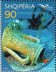 Stamp, Euromed 2022 : Underwater Archaeology, Albania,  , Archaeology, Euromed