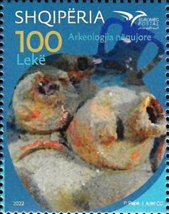Stamp, Euromed 2022 : Underwater Archaeology, Albania,  , Archaeology, Euromed