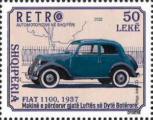 Stamp, Fiat 1100, 1937, Albania,  , Cars, Vehicles