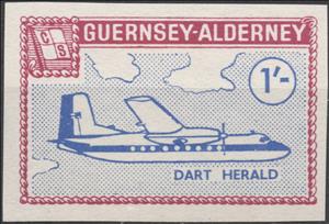 Stamp, Airplane Definitive Issue 1967, Dart Herald, Alderney,  , Aircraft, Flags