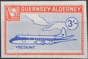 Stamp, Airplane Definitive Issue 1967, Viscount, Alderney,  , Aircraft, Flags