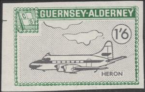 Stamp, Airplane Definitive Issue, Heron, Alderney,  , Aircraft, Aviation